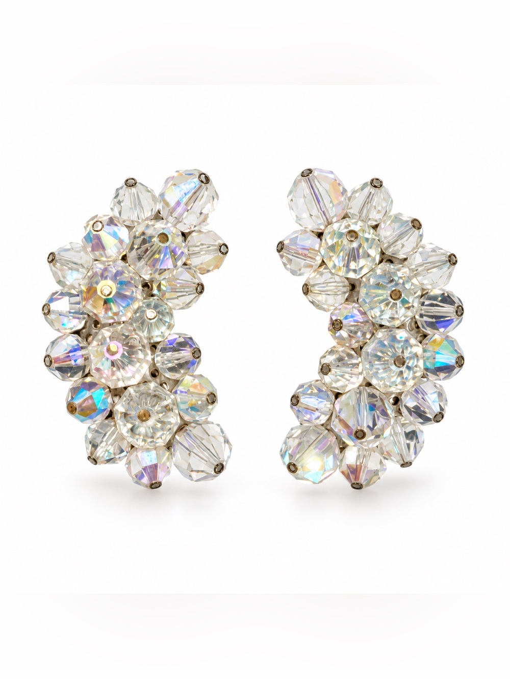 Crystal Cluster Aurora Stud Earrings - Clear